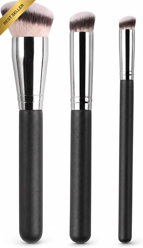 Professional Makeup Brush Set Foundation 3 Pcs Cream Color, Slanted Concealer fo