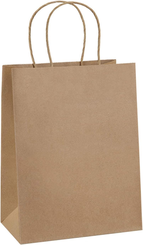 50Pack Brown Paper Bags 21X11X27Cm, Plain Medium Paper Bags with Handles Bulk, K