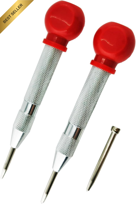 2PCS Automatic Center Punch Set with One Replacement Drill Bit, Spring Impact Ma