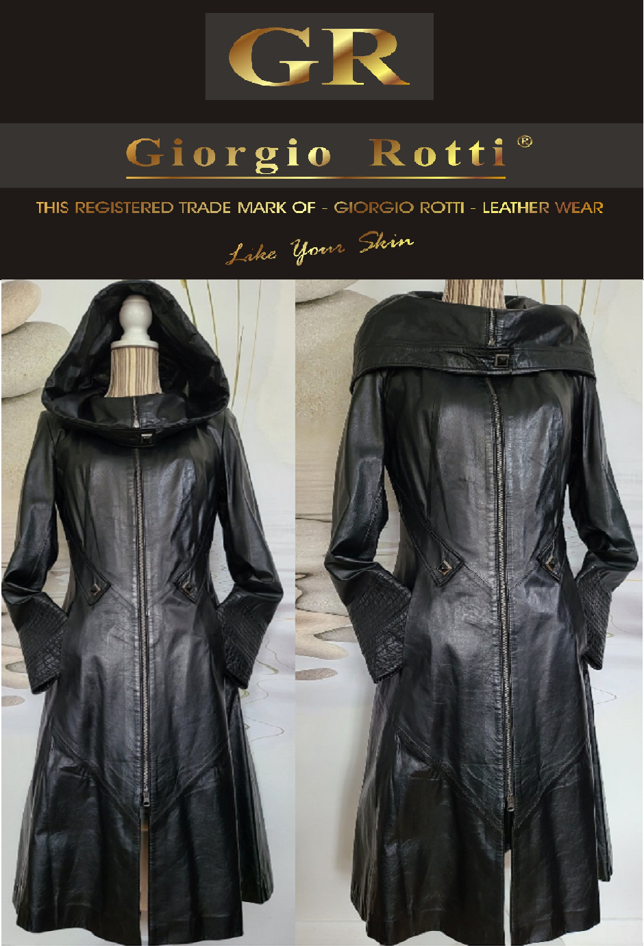 ジャケット・アウター Grace Long Trech Coat GR Long Trench Coat Jacket Nappa Leather Womens Sz IT 36