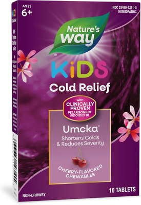 Nature's Way Cold Relief for Kids, Umcka, Cherry Flavored, 10 Chewable Tablets