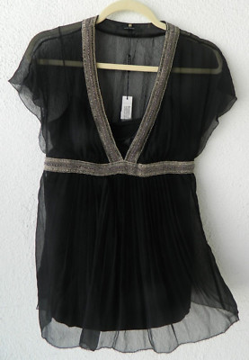 Elie Tahari Black RIDLEY 100% Silk Blouse Size XS $348 NWT