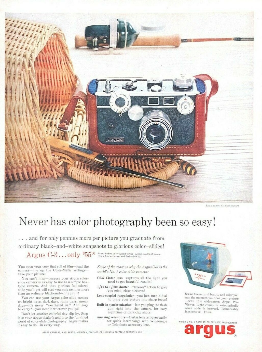 1957 Argus Camera Vintage Print Ad Never Has Color Photography Been So Easy のebay公認海外通販 セカイモン