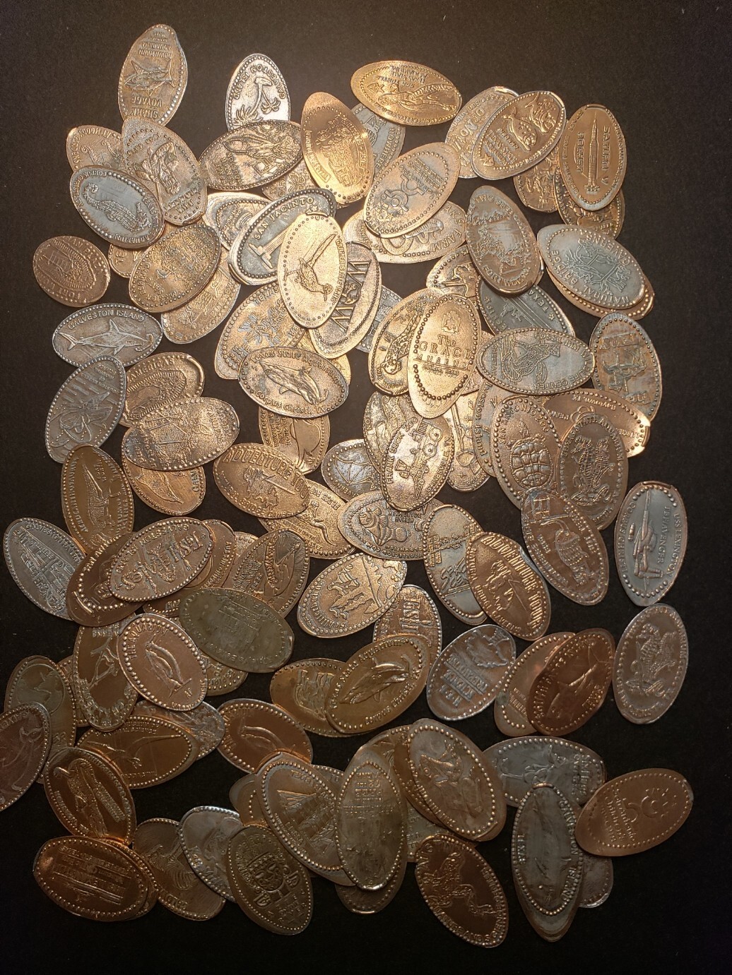 100+ Assorted Pressed Elongated Pennies From Texas See Description