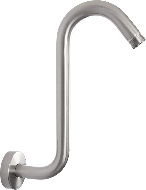 Nearmoon S Shaped Shower Head Riser Arm, Shower Extender Arm with Flange, Standa