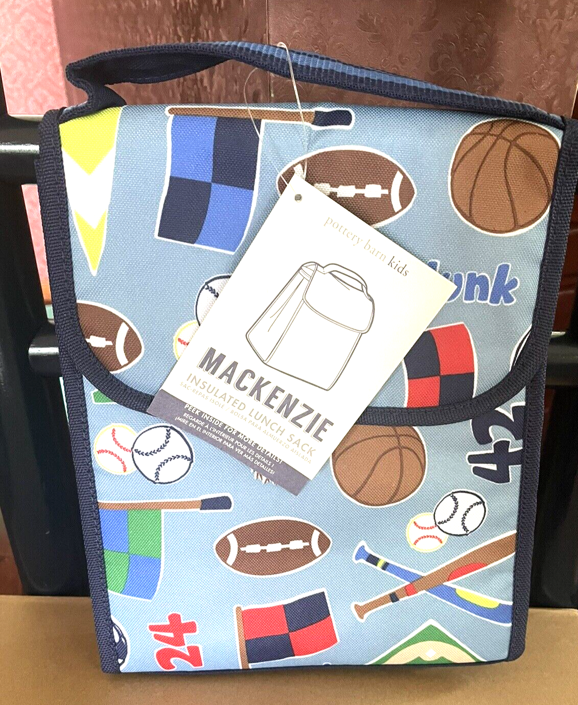 Pottery Barn School LUNCH BOX BAG Sport Football Soccer Baseball Gift pre party