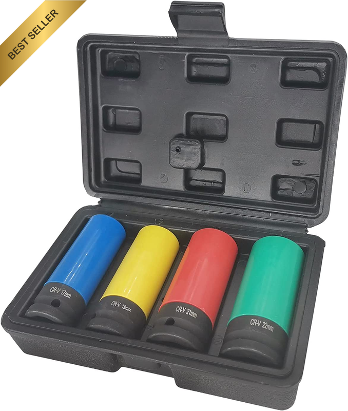 1/2 Inch Drive Wheel Protector Impact Socket, Thin Wall Deep Impact Socket Set P