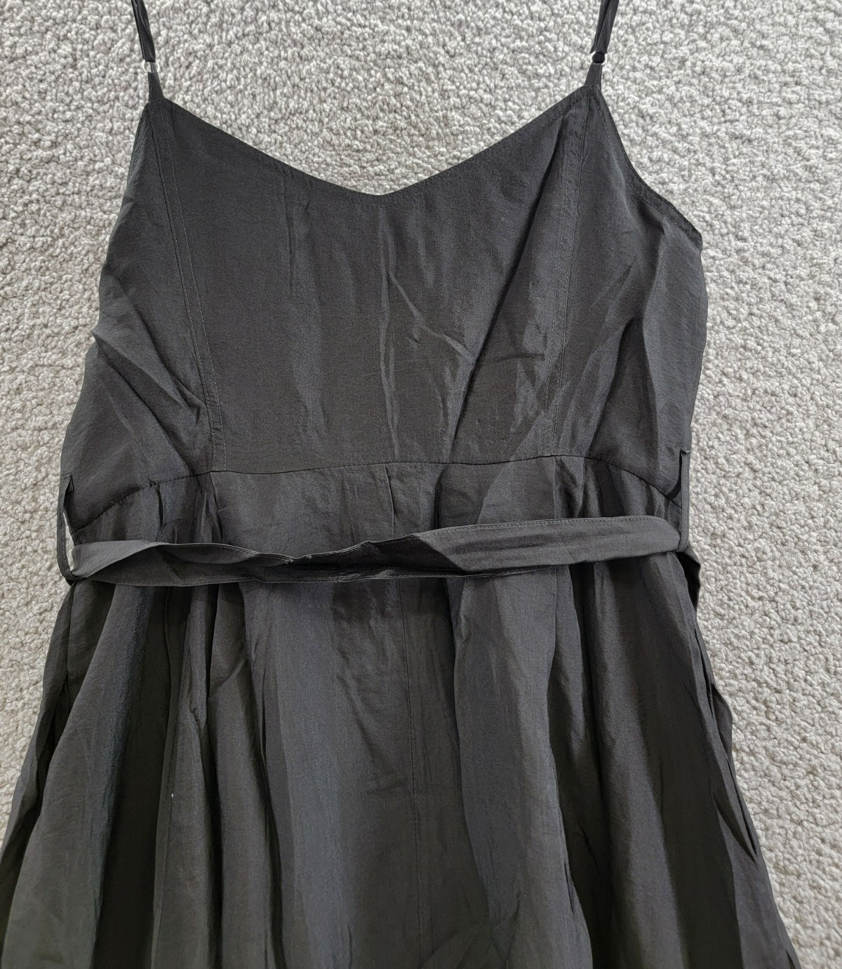 AQUA Utility Midi Dress Women's M Black Sweetheart Neck Flap Pocket Button Front - Picture 11 of 14