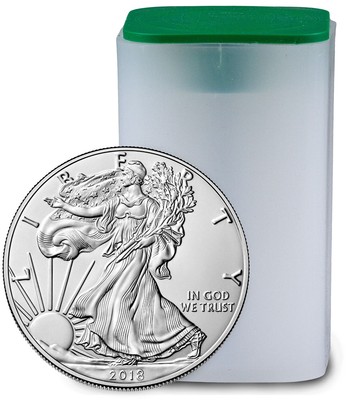 Roll Of 20 Coins - 2018 American Silver Eagle $1 Gem Bu Coin Sku51559