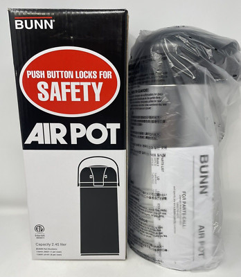 NEW BUNN Air Pot Stainless Steel 2.45 L Pump Action Coffee Serving Carafe Airpot