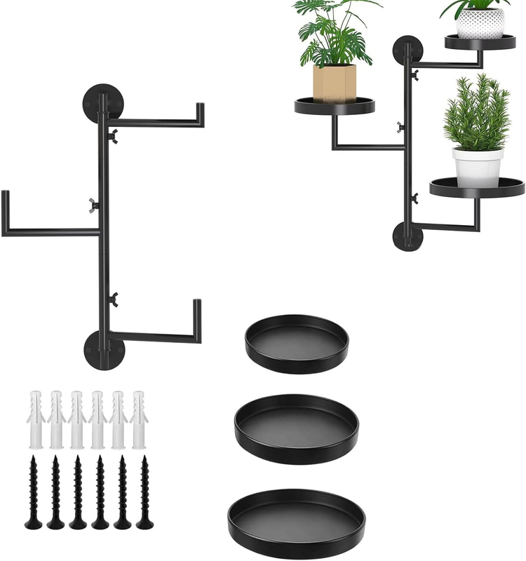 Rotating Plant Shelf, 3 Tier Wall Mounted Plant Holder, Window Plant Stand, Indo