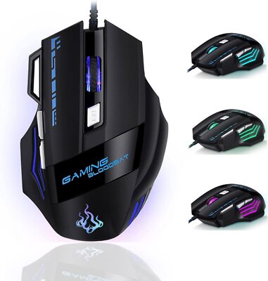 Wired Gaming Mouse Adjustable DPI Breathing Light Ergonomic Design USB