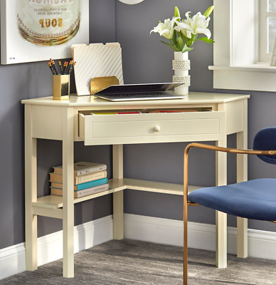 Corner Desk w Drawer Home Office Small Space Saver White Work