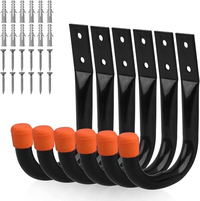 6 Pack Garage Hooks Utility Tool Organizer Holder Hanging Wall Mount Heavy Duty