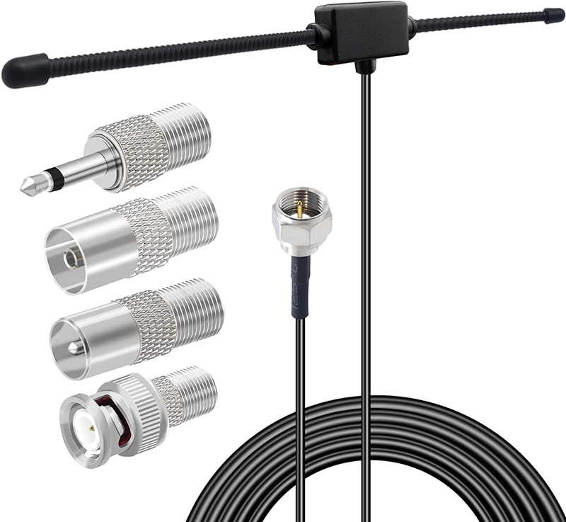 Indoor FM Radio Antenna With 4 Adapters, 75 Ohm for Home Ste