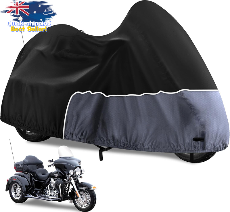 Waterproof Trike Cover for Harley, Honda, Kawasaki - 3 Wheel, Windproof Buckle,