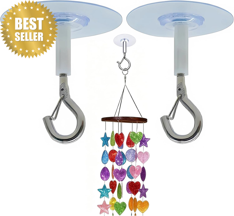 Adhesive Hooks 2 Pcs Heavy Duty Self Adhesive Ceiling & Wall Sticky Hooks for Ha