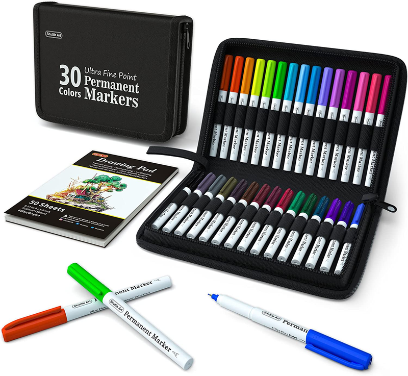 Permanent Markers, 30 Assorted Colors Ultra Fine Point Perma