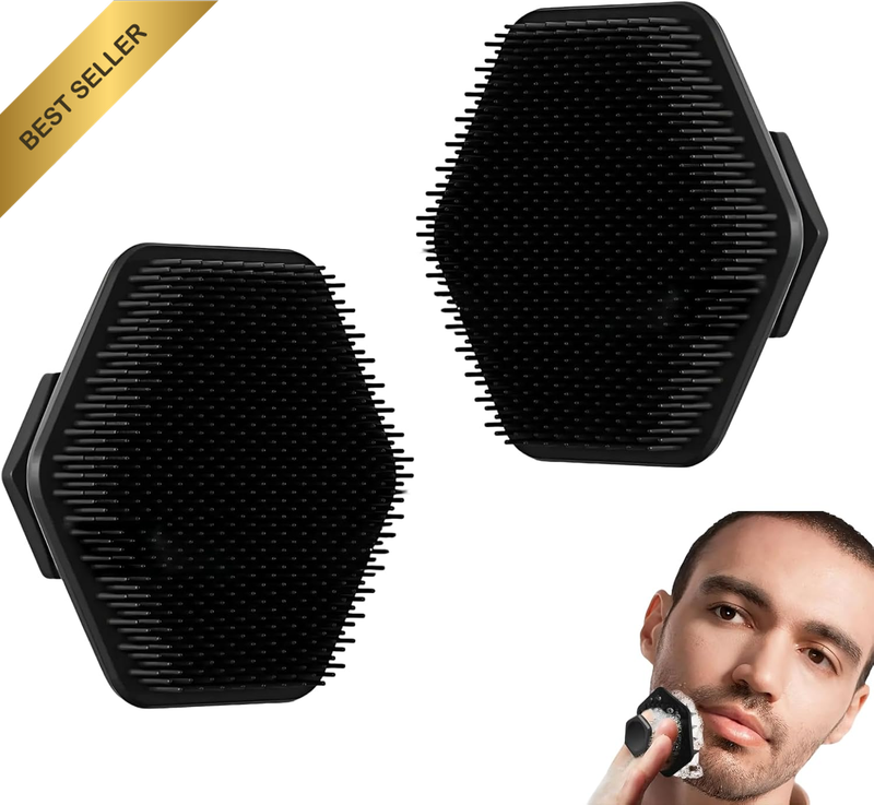 2Pcs Men’S Face Scrubber Silicone Facial Cleansing Brush Set, Gentle Exfoliator