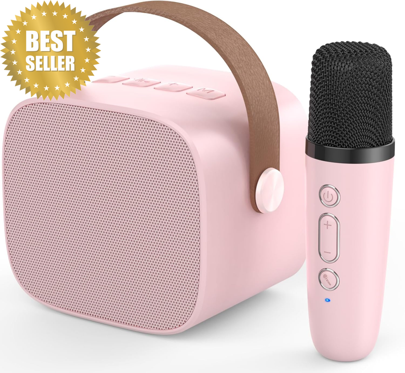 Pink Mini Karaoke Machine Wireless Microphone Kids Toys Girls Birthday Gift