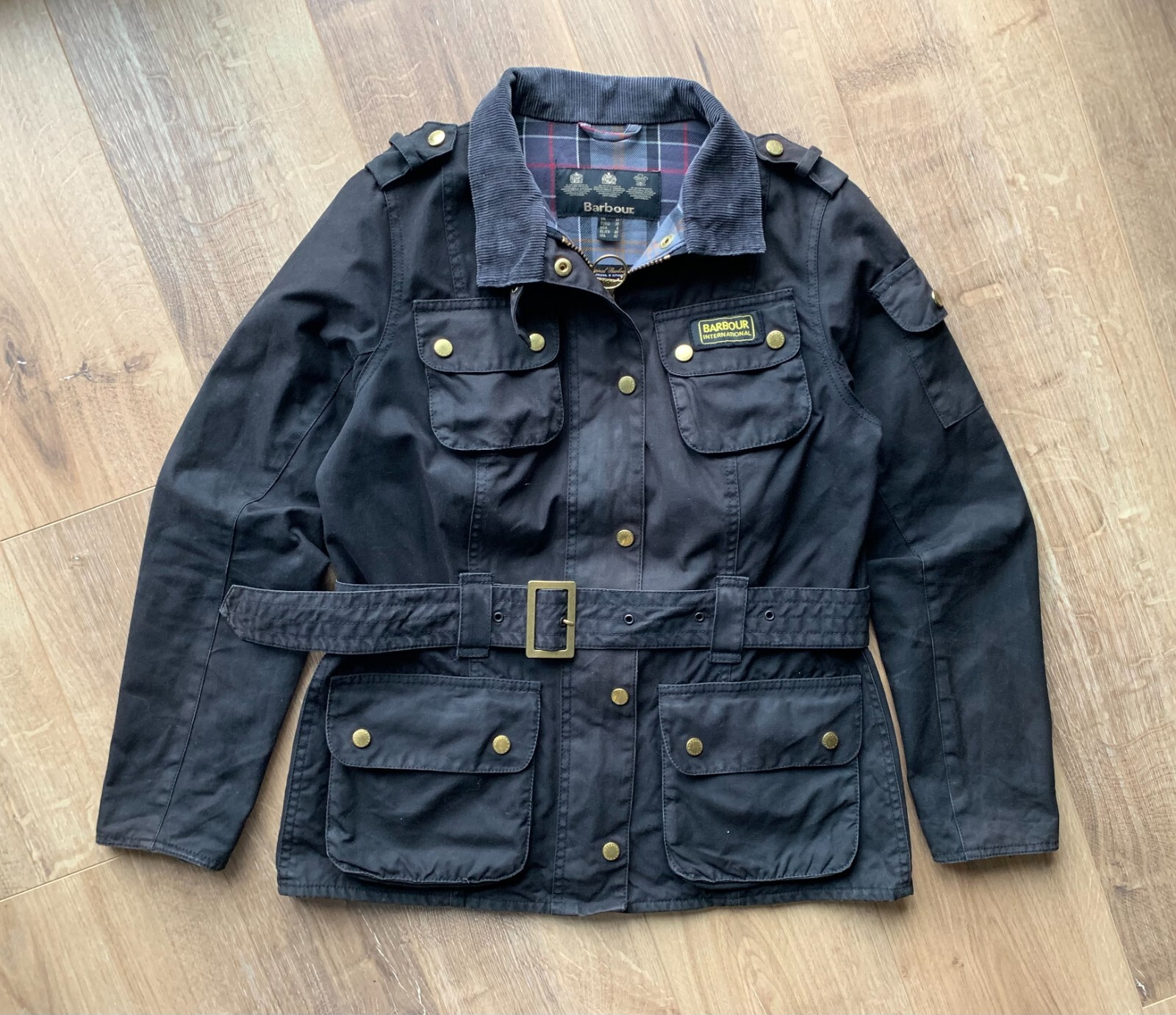 Barbour International Wax Jacket サイズ34 BARBOUR International Womens Waxed Belted Jacket | eBay