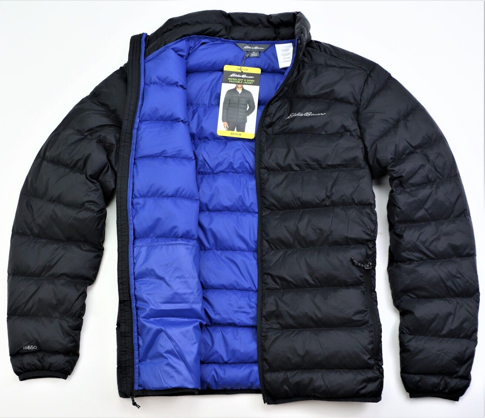 Новая мужская складная пуховая куртка Eddie Bauer, размеры S-XXXL, водоотталкивающая, черная