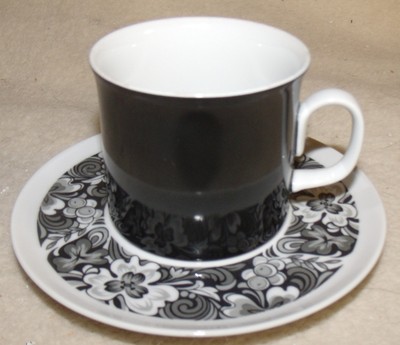 sango la scala cup saucer and royal prestige montego cup black,white,gray japan