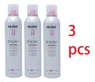3 X Rusk Thickr Mousse Thickening Mousse  for Fine / Thin Hair 8.8 Oz