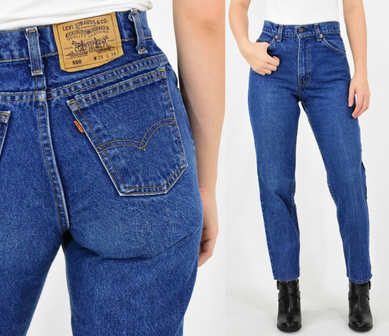 Vintage Levis High Waist 550 Jeans Medium Dark Wash 0 2 4 6 Vintage Levis High Waist 550 Jeans Medium Dark Wash 0 2 4 6