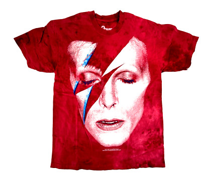 David Bowie Aladdin Sane Tie Dye Liquid Blue Music T-Shirt Size Extra Large