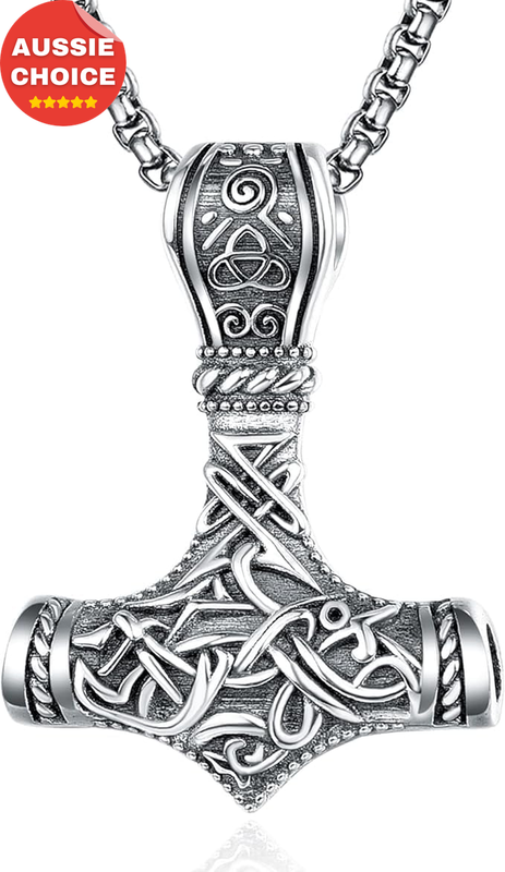 925 Sterling Silver Viking Thor Hammer Necklace Mjolnir Pendant 22''+2'' Chain