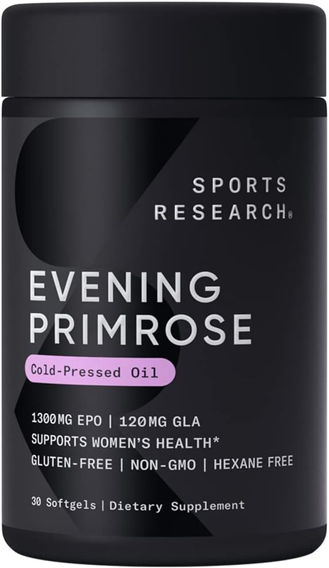 Sports Research Evening Primrose Oil (500Mg) Cold-Pressed with No Fillers or Art