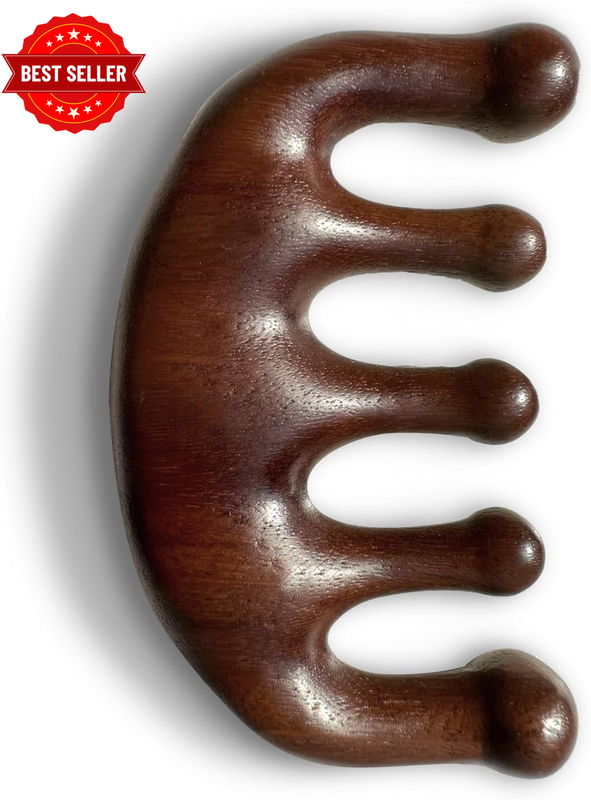 Wooden Scalp Massager - Handmade 100% Natural Green Sandalwood Wide Tooth Combs