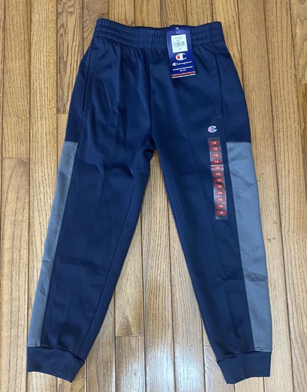 New Champion Boys Navy Jogger Track Pants Pockets Elastic Waist Size 7 / 8  (D6)