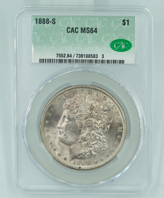 1888-S CAC MS64 Morgan Silver Dollar