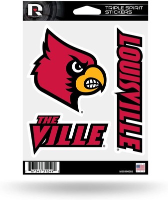 NCAA Rico Industries  Die Cut 3-Piece Triple Spirit Sticker Sheet, Louisville...