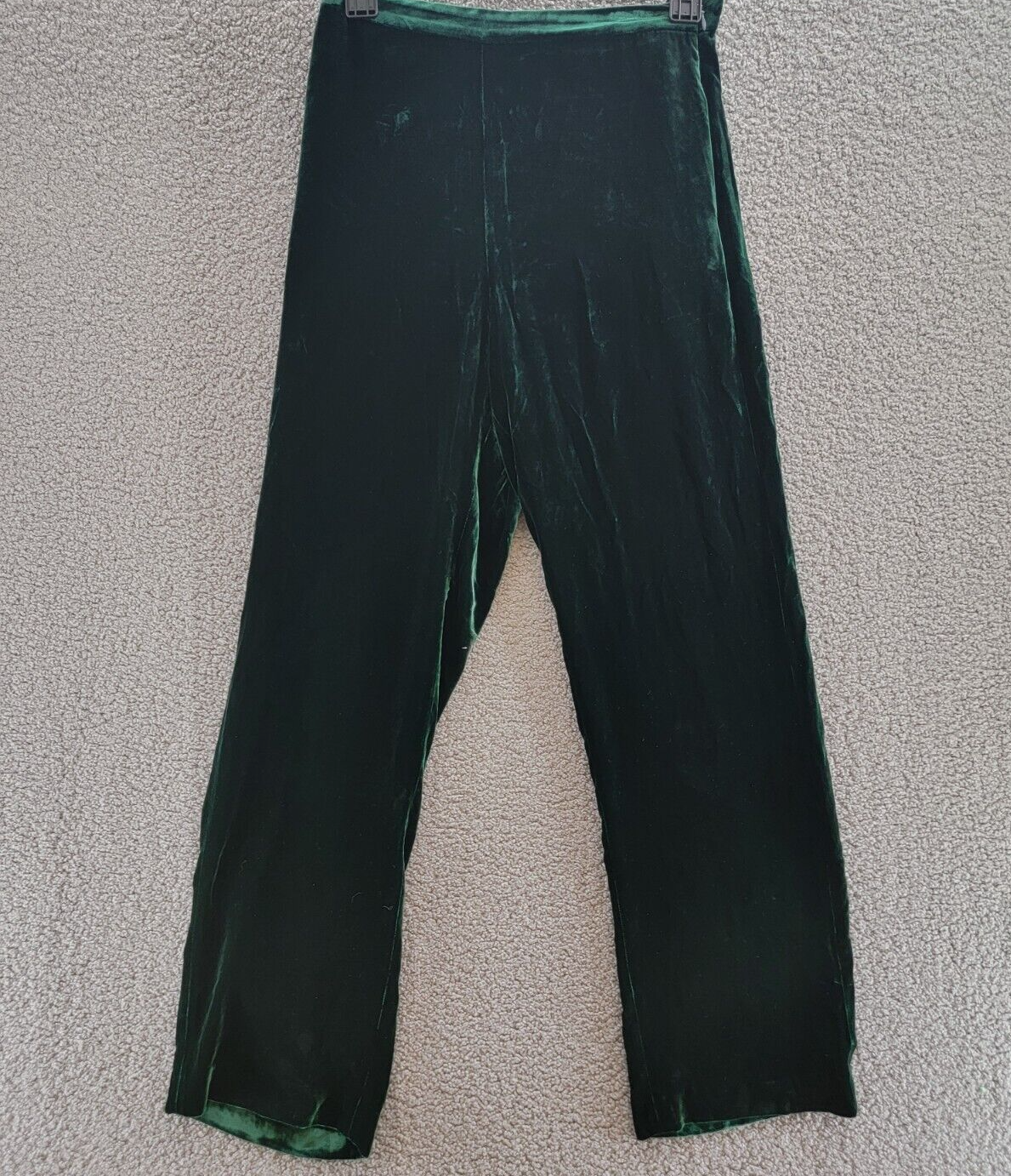 Polo Ralph Lauren Velvet Silk-Blend Straight-Leg Pants Women's 8 Jade Side Zip - Picture 2 of 23