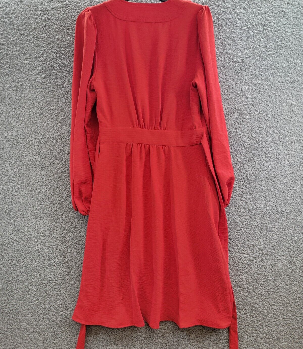 Tommy Hilfiger Faux-Wrap Blouson-Sleeve Midi Dress Womens 4 Red Side Zip Closure - Picture 10 of 16