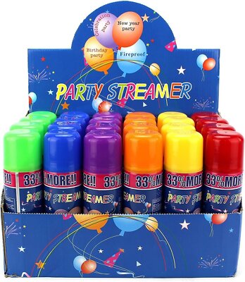 24 Pack of Party Streamer Spray String in a Can For Children's Party