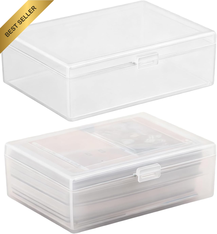 2 Pcs Matte Card Storage Box - Semi-Transparent Frosted Organiser Holds 80 Game