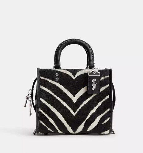 COACH Rogue 20 Top Handle Zebra Calf Hair Animal Print NWT