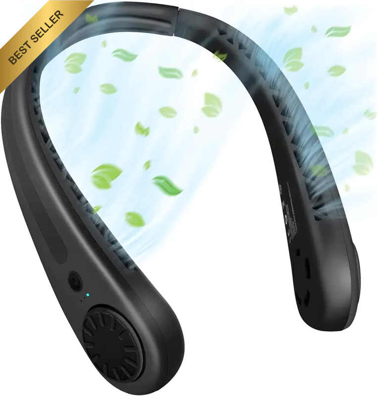 Neck Fan Hands Free Bladeless Personal Fan, USB Powered 3-Speed Neck Fan for Out
