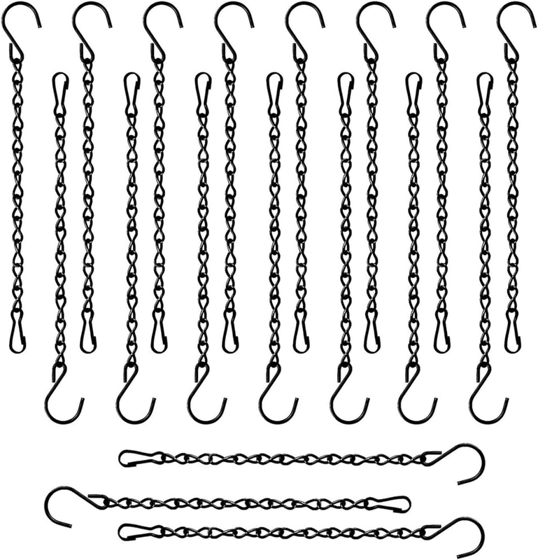 18 Pcs Hanging Chains, 10 Inch Metal Chains with Hooks Clips, Garden Plant Hange