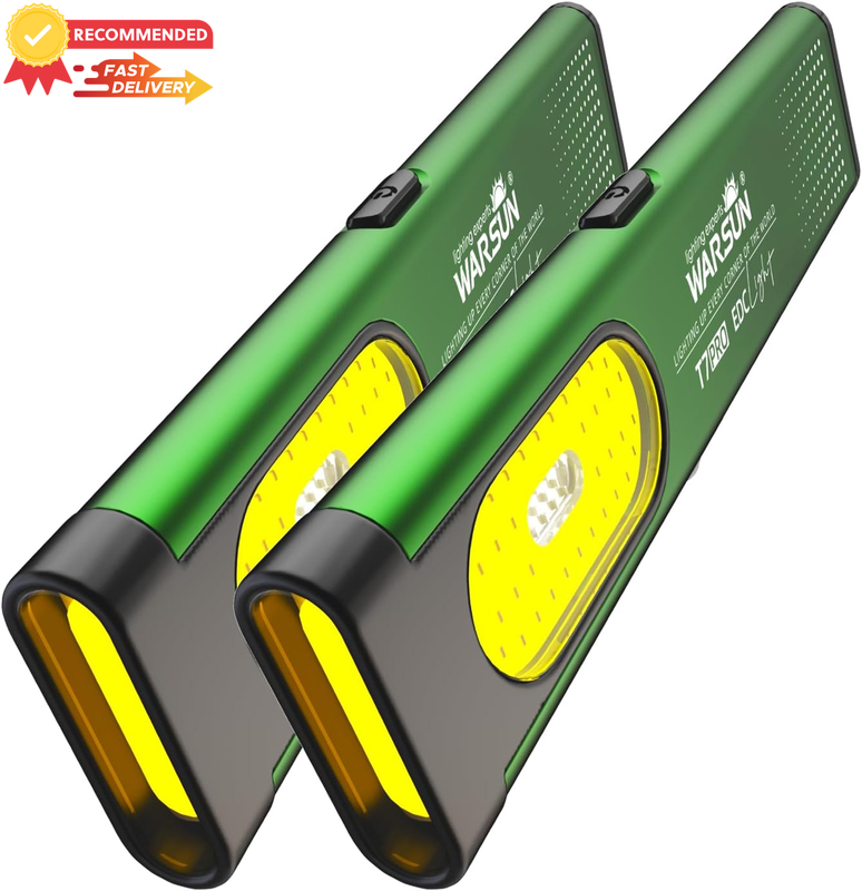 T7 Ultra-Slim Rechargeable LED Torch, Magnetic EDC Light USB-C Compact Green