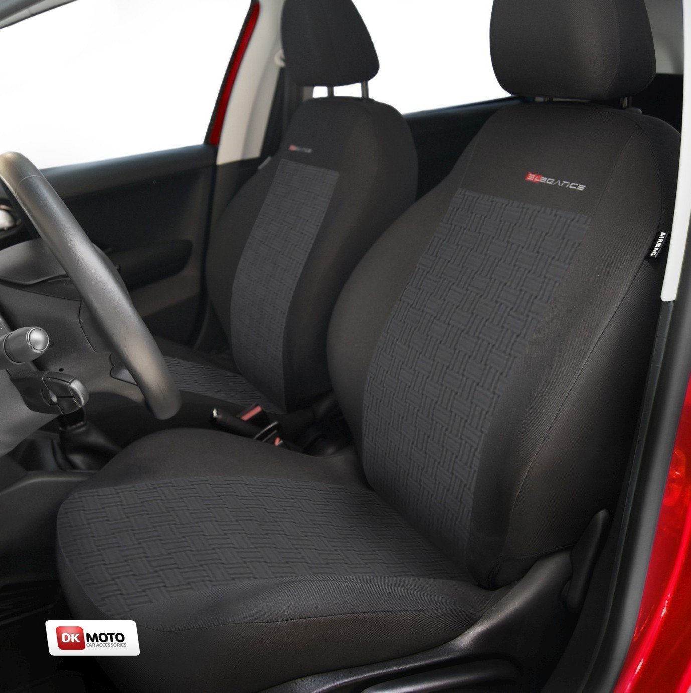2 GREY DOTS PATTERN FRONT VEST CAR SEAT COVERS PROTECTORS FOR PEUGEOT PARTNER