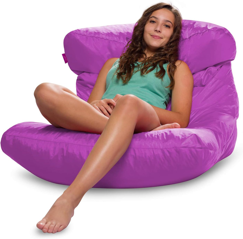 Laguna Lounger Teens, Kids and Adults for Bedrooms and Dorm Rooms, Large Bean Bag Chair, Soft Nylon-Purple