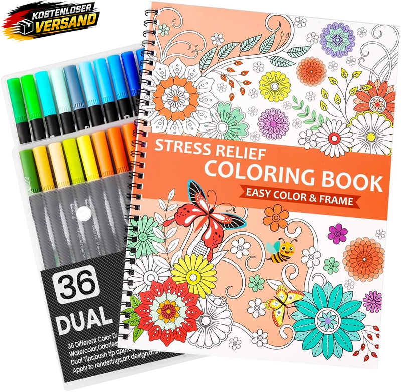 Malbuch für Erwachsene mit 30 Mustern Blumen Tiere Mandala Stressabbau