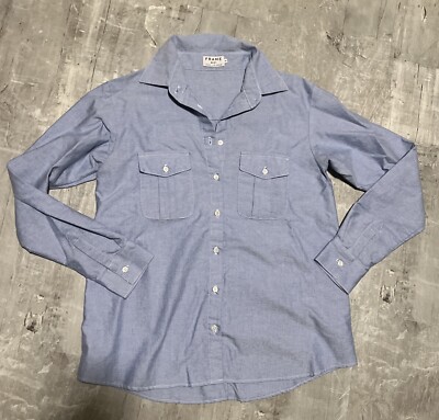 Frame Women's XS Oxford Button Down Pocket Shirt Long Sleeve Blue EUC