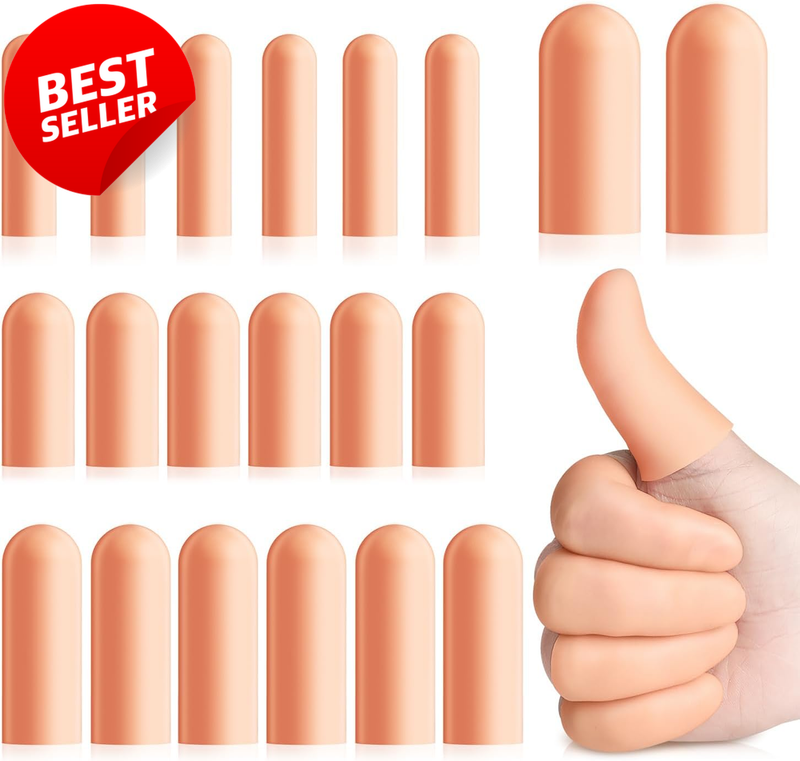 20PCS Gel Finger Caps Silicone Protectors Arthritis Relief Multi Size - US