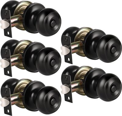 5 Pack Matte Black Door Handle, Bedroom or Bathroom Door Handle，all-new